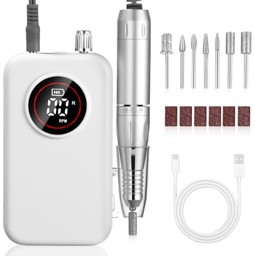 UIHOL Fresa per Unghie Professionale, 45,000RPM Lima Elettrica per Unghie, Touchscreen, con Punta in Ceramica Kit Unghie, Salone Manicure Set e Pedicure Elettrico per Semipermanente Gel