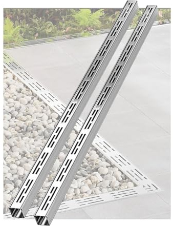 Canaleta de Desagüe Canal De Drenaje De Zanja (2 Unidades), Canaletas En Forma De U De Acero Inoxidable Para Baño Piscina Terraza Entrada, Filtro De Drenaje De Aguas Pluviales Y Residuales En Exterior
