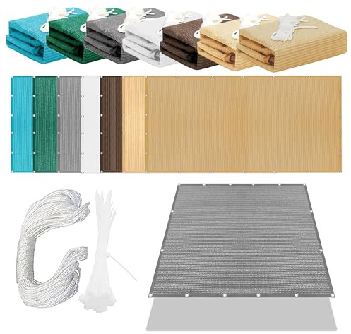 Vela Ombreggiante Tenda 100 x 190 cm Protezione Raggi UV 98% Traspirante Rete Termica Antipolvere Protezione Antivento per Recinzione Giardino Terrazzo, Grigio Chiaro