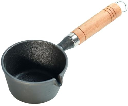 COLLBATH Casserole Mini En Fonte Antiadhésive 13cm x 6cm Bec Verseur Pour Chauffer Le Lait Et Cuire Des Œufs, Pot à Lait Portable Pour Usage Sur Gaz Et Induction, Marmite Cuisine Pratique Pour Bébé