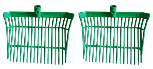 Puthernm Manure Fork Replacement Head, Pitchfork Head, Horse Manure Rake, for Picking Up Manure, Stable Waste Removal, Easy Install Easy to Use Green,2pcs