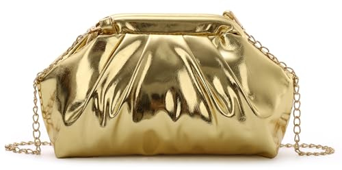 Syrads PU Leder Cloud Clutch für Damen Frauen Abend Geldbörse mit Schultergurt Plissiert Crossbody Schulter Handtasche