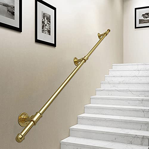 Corrimano per scale dorato, 1 m-2,7 m, regolabile, tubo opaco per balaustre, montaggio a parete, barra di supporto moderna per scale, impugnatura di sicurezza, per vano scale