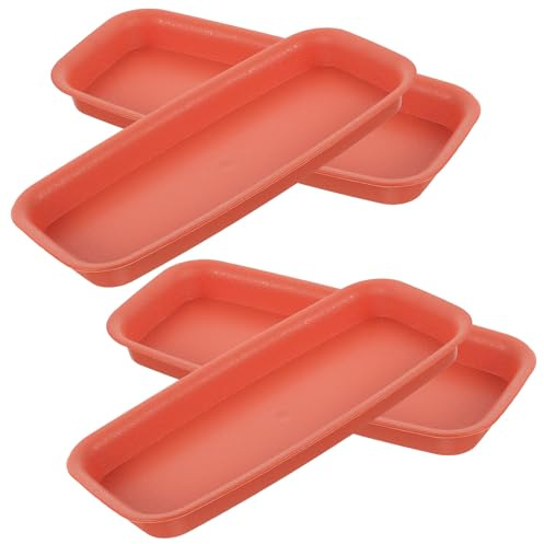 Anneome 4 pièces Lot de Coupelles Rectangulaires Anti-Fuite pour Pots de Fleurs Grands Plateaux Plastique Taupe pour Récupération Eau sous-Plats Robustes pour Plantes Intérieur et