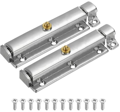 QUARKZMAN Confezione Da 2 Perno A Molla 5.67 x 1.18 Pollice Argento | Serratura A Scorrimento, Serratura Di Sicurezza, Catenaccio Interno, Con Pulsante, Per Porte, Mobiletto, Con Viti