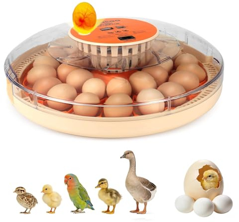 2nd Gen 30 Egg Incubator, Wide-Range Humidity with Manual Water Fill, Stable Temp Control, Dual-Size Egg Slots, Auto Egg Turning, Candler, Real-Time Display for Hatching Poultry Eggs