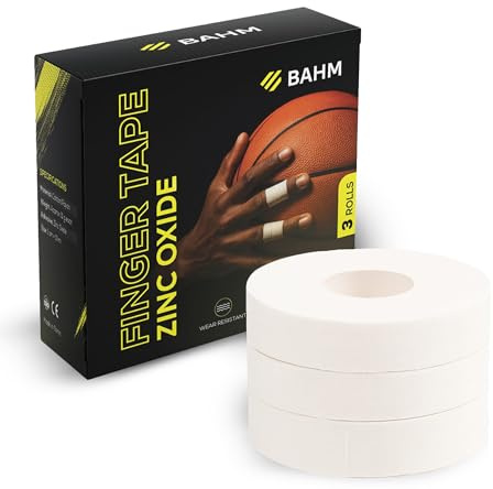 BAHM Zinc Oxide Finger Tape for Climbing, BJJ, Crossfit, Boxing & Weightlifting – Water Resistant Athletic Tape, 3 Rolls, Black 1 cm x 10m