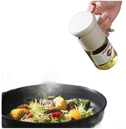 Pulverizador de aceite de cocina, botella de vidrio en forma de Júpiter con función de atomización de ventilador de gran angular a prueba de fugas para uso en cocina (blanco)