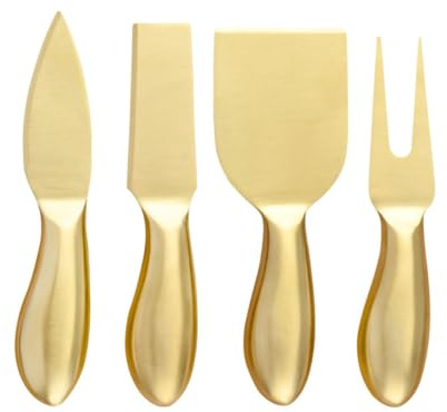 BESPORTBLE Juego Cortador de Queso Acero Inoxidable 4 Piezas Cuchillos para Queso Duro y Blando Tenedor para Servir Utensilios Cocina Hogar Adecuado Pizza