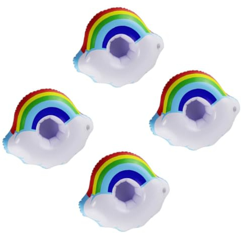 Gogogmee Portavasos Inflable para Natación 4 Piezas, Soporte Flotante de PVC Arcoíris para Bebidas, Adecuado para Fiestas Piscina y Juegos Acuáticos, Reutilizable y Portátil