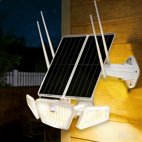 30W Solar Panel Outdoor Dual Band 5.8G/2.4G WiFi Repeater Extender Booster,Solar Garden Light,300m Coverage,30000mAh Battery,IP65,for Yard Farm Office Commercial Use (White)