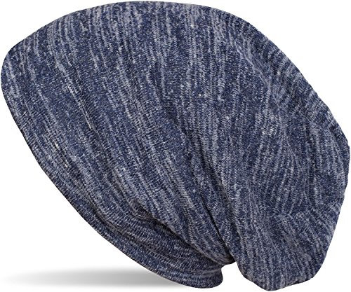 styleBREAKER Feinstrick Beanie Mütze in Melange Optik, Slouch Longbeanie, Unisex 04024128, Farbe:Blau-Hellblau