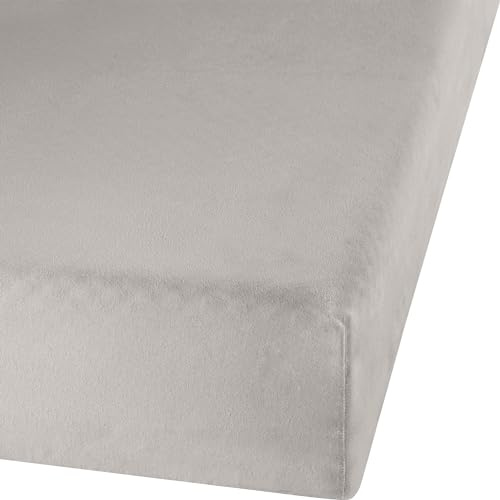 Erwin Müller Spannbettlaken, Spannbetttuch Erlangen Feinbiber Silber Größe 180x200 cm - 200x200 cm - warm und kuschelig, bügelfrei, mit Rundumgummi