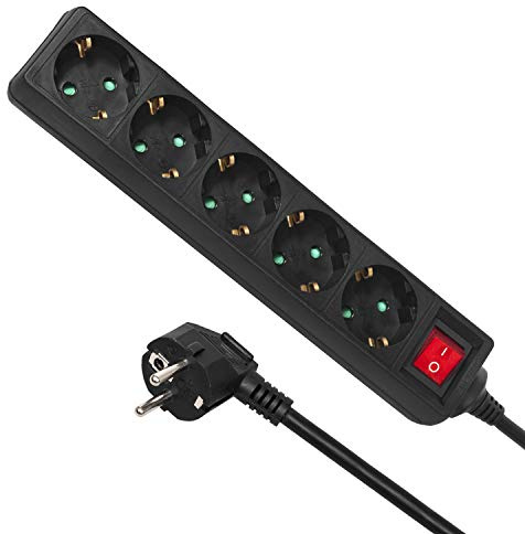Maclean MCE227G 5-Fach Steckdosenleiste mit Schalter Mehrfach Steckdosen Stecker Leiste Kinderschutz Schuko 3500W 5-Fach 5m