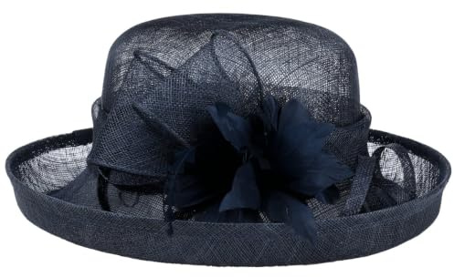 McBURN Galima Sinamay Hut mit Federn Damenhut Anlasshut Strohhut Damen - Made in Italy Sommer Frühling-Sommer