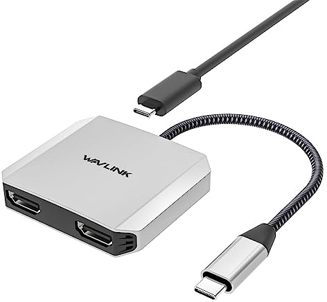 WAVLINK Adaptador USB C a Doble HDMI 4K, portátil, Convertidor Tipo C a HDMI 4K para Macbook Pro/Air, iPad Pro y Plus, Compatible con Windows, Mac OS, Linux