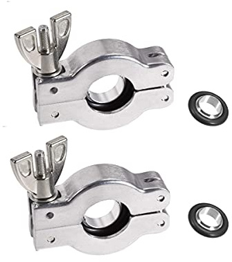 SHERICH 2 Sets KF16 Vacuum Fittings ISO-KF Flange Size NW16 Aluminium Wing Nut Hinge Clamp + KF16Aluminum Centering Ring with FKM viton O-ring (KF-16 2Sets)