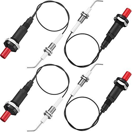 YUPVM Kit Accensione Piezoelettrica Un Spinta Propano 4 Pezzi con Elettrodo CER Amica Filettato Cavo Candela 30 Cm per Griglia Un Gas