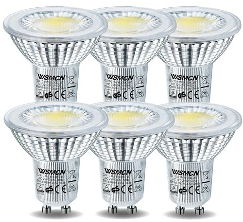 WSMCN GU10 LED Kaltweiß Lampe, 6W Ersetzt 80W Halogen Leuchtmittel, 690 Lumen 6000K Reflektorlampe, AC 230V Flimmerfrei Strahler, 38 Grad Abstrahlwinkel LED Spot, Nicht Dimmbar Birnen, 6 Stücke