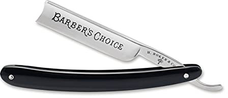 Böker Manufaktur Solingen Barber's Choice Rasiermesser mit einer widerstandsfähigen Kohlenstoffstahl Klinge - schwarze Heft aus Kunststoff