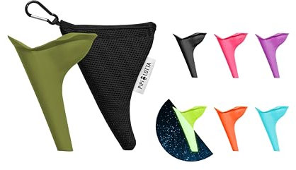 PiPiLOTTA® Frauenurinal für Unterwegs | Pinkelhilfe im Stehen für Festival, Camping, Reisen mit Schutzhülle | Wiederverwendbare Urinella | Urinal für Frauen (Oliv)