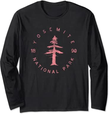 T-shirt Yosemite National Parks - Rose - Vacances d'été Manche Longue