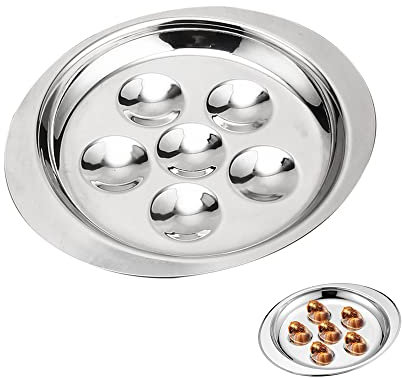 OHYER 6 Fori Piatto per Lumache in Acciaio Inox Posate per lumache Piatto per Ostriche Piatto di conchiglie Vassoio per Lumache in Acciaio Inossidabile Piatto da Portata per Ristorante Hotel Barbecue
