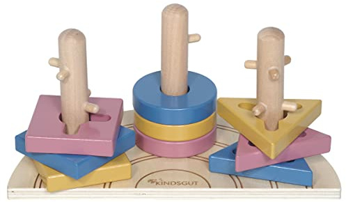 Kindsgut Steck-Puzzle Regenbogen, Förderung der Motorik, Holzspielzeug, Lernspielzeug für Kleinkinder, Geschenkidee für Geburtstage und Feiern, 9 Teile, Ida