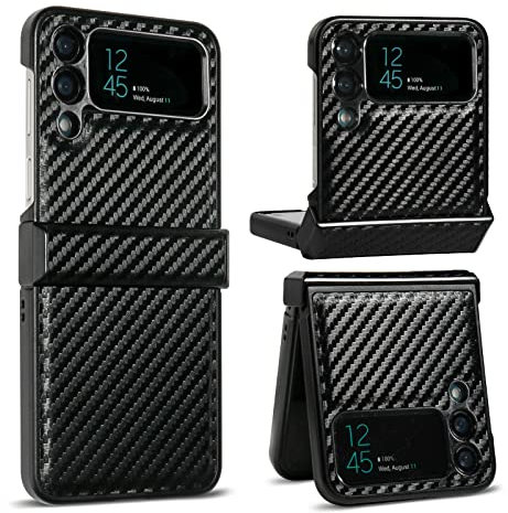 AKABEILA Schutzhülle für Samsung Galaxy Z Flip 3 5G PU Leder Hülle Weiche Schlanke Dünn rutschfeste Kevlar Textur Handyhülle Folio Flip Case für Galaxy Z Flip3 5G 6.7 Zoll