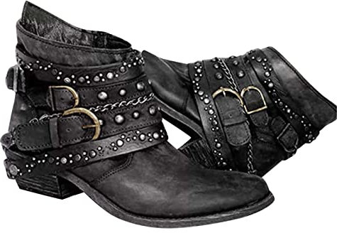 Kobilee Anfibi Donna Bassi Scamosciati con Tacco Ankle Chelsea Boots Eleganti Stringati Autunnali Invernali Chunky Anfibi Stivaletti Comode Pelle Cowboy Morbidi Stivali Calzino