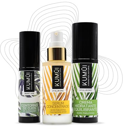 Pack regalo rutina piel grasa o mixta - SET ANTI ARRUGAS DE ÁCIDO HIALURÓNICO y NIACINAMIDA – Alta cosmética natural, vegana, gluten free y positiva - Set 3 productos