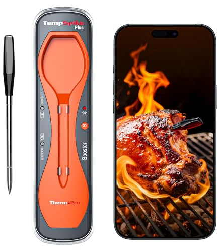 ThermoPro 600FT Wireless Meat Thermometer with Upgraded Ultra-Thin Probe, Bluetooth Meat Thermometer Wireless for Outside Grill, Smoker Thermometer for BBQ Oven Rotisserie Sous Vide (TP970)