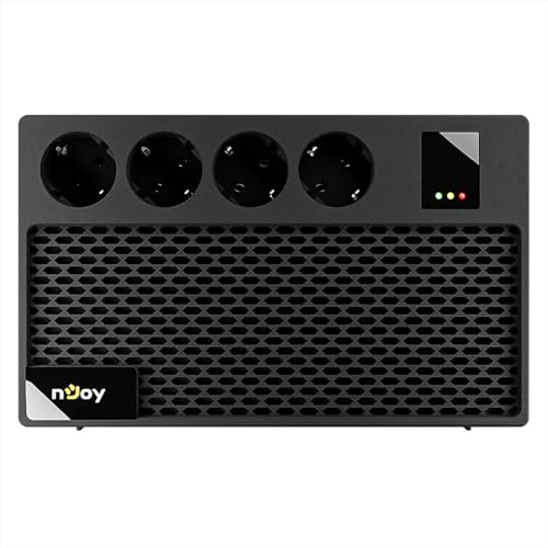 NJOY Renton 650 Plus Gruppo di Continuità Monofase 650VA 360 Watt, Line Interactive, AVR UPS a Ciabatta Multipresa, 4 Uscite Schuko, 1 Batteria 12V-5Ah