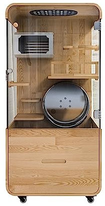 Katzengehege im Freien Panorama-Katzenvilla aus Glas, transparent, Massivholzkäfig, TV-Schrank, Käfigvitrine Katzenhütte