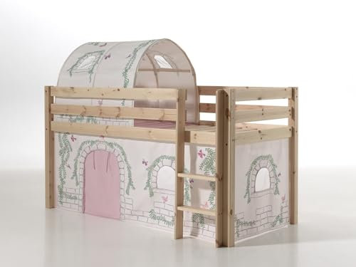 möbelando Spielbett >Pino< in Kiefer massiv Natur - 210x114x106 (BxHxT)