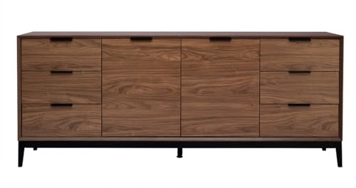 Miliboo Aparador Vintage con Acabado de Madera de Nogal Oscuro y Metal Negro con almacenaje 180 cm Sarto