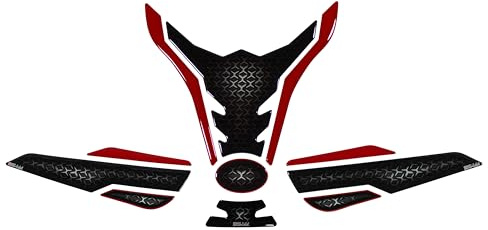 Tankpad Kniepad Set 3D Tankschutz kompatibel für Kawasaki Z900 schwarz rot X850062VA