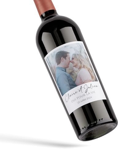 JIMPOSEMONSTYLE.COM 4 personalisierte Etiketten mit Text und Foto für Weinflasche – Geburt – Geburtstag – Hochzeit – Party – Format 9x12cm