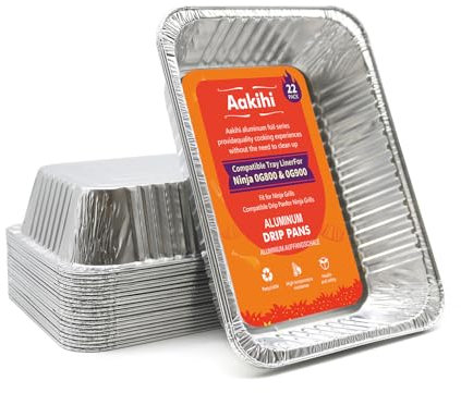 Aakihi Drip Pan Liners, for Ninja OG800/OG900-Woodfire Outdoor Grill & Smoker-Compatible with OG850/OG951-Disposable Aluminum Foil Grease Tray.