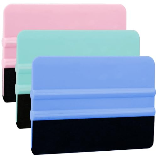 3-Pack Vinyl Squeegee Tool Set - Professional Wrapping Tools for Vinyl, Window Tint, Decals - Includes Felt Edge Squeegee, Microfiber Cleaning Cloth, Durable Plastic Card for Smooth Application, Bubb