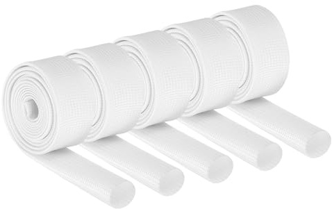 sourcing map 10Pcs Insulation Braided Cable Sleeve,3.3Ft-9⁄16 Inch ID White, High Temp Silicone Coated Fiberglass Sleeving for Cable Wrap, Automotive Hose Lines Electrical Wiring Protection
