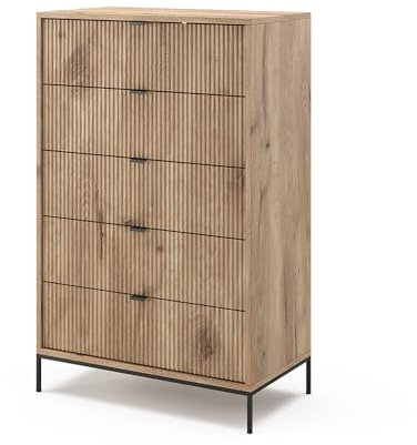 Vicco Kommode Eliza, Kommodenschrank, Viking Oak, 76 x 120 cm mit 5 Schubladen