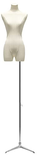 Schaufensterpuppe weiblicher Torso mit Ständer Halbkörperpuppe Schneiderpuppe Damenbekleidung Schaufensterpuppe Höhenverstellbar 120-210 cm Boutique-Attrappe Beige (Silber)