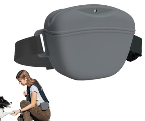 Leckerlibeutel für Hunde | Tragbarer Hundetrainingsbehälter aus Silikon | Stärkerer Magnetverschluss zur Vermeidung von Verschüttungen, 650 ml Outdoor-Futterspender, Gürteltasche mit Hüftgurt zum