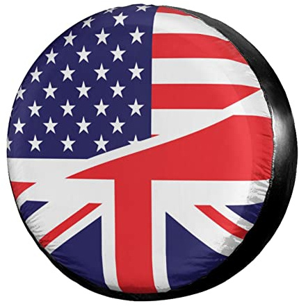 Housse Roue De Secours, Drapeau Américain Et Union Jack Drapeau Britannique Premium Couverture De Pneu Résistantes Housse De Protection pour Remorque Accessoires Voiture 14 inch