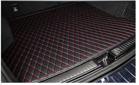 Leder Kofferraum Matte Für Mercedes Für Benz Für GLB 2020 7 Sitze Cargo-Liner Innen Boot Kofferraumwanne(Schwarz Rot,A)