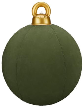 Palline di Natale giganti gonfiabili in velluto, 60 cm, gonfiabili e floccate, in PVC, decorazione per esterni, decorazione natalizia per cortile (verde)