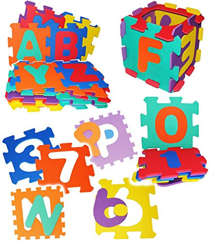alles-meine.de GmbH XL Set: 4 qm - Puzzle Teppich aus Moosgummi - 36 Matten - Alphabet & Buchstaben - ABC A-Z & Zahlen - aus Schaumstoff - zum puzzeln/Puzzleteppich Eva - S..