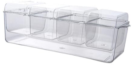 Baoblaze Vassoio per condimenti refrigerati, Piatti Rimovibili, Vassoio per Verdure, Vassoio per Catering, Contenitore per Alimenti con Coperchio per, 4 Griglia