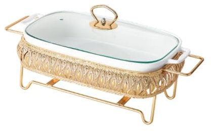perfk Réchaud servant la soupière avec poignées plateau de conservation des aliments avec couvercle pour les événements de restauration, les banquets et les, 14po